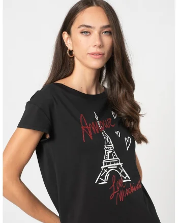 Tricou cu imprimeu grafic, Rosu/Alb/Negru