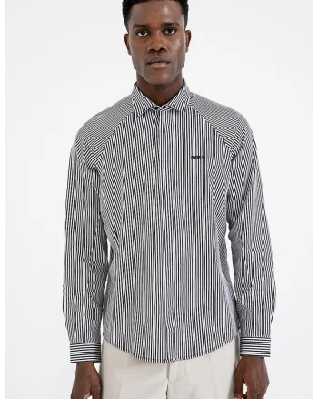 Camasa in dungi cu maneci raglan lungi, Alb/Negru