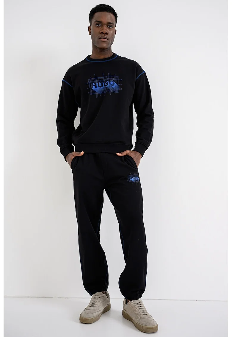 Bluza de trening cu imprimeu logo Nothalic, Negru/Albastru royal