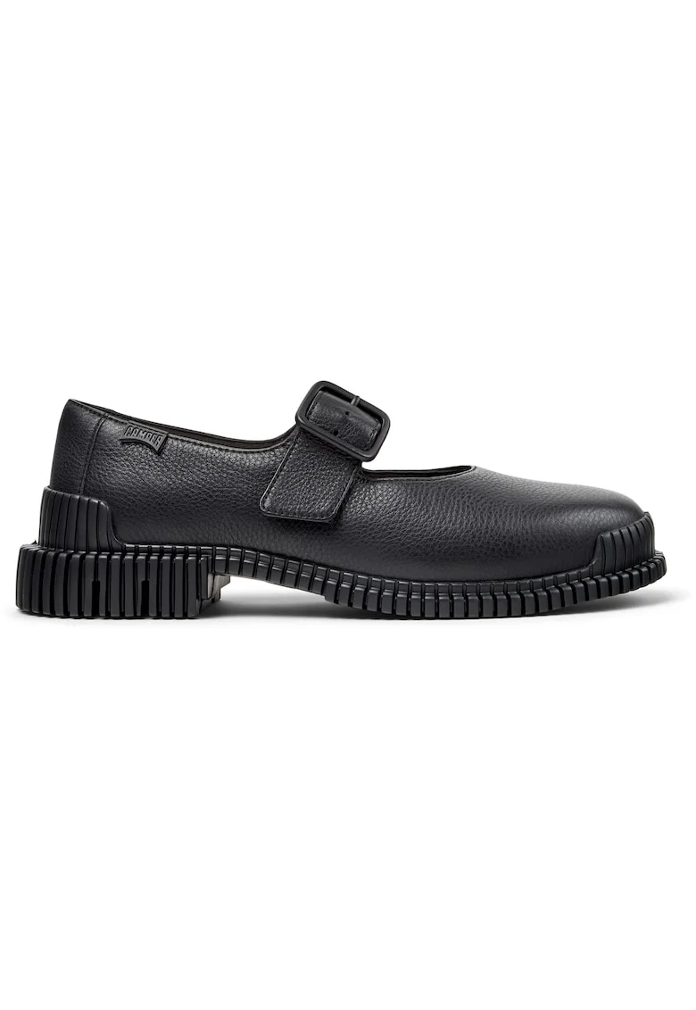 Pantofi Mary Jane din piele cu model granulat si aspect masiv Pix, Negru