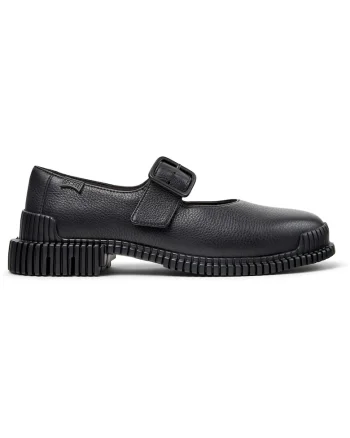 Pantofi Mary Jane din piele cu model granulat si aspect masiv Pix, Negru