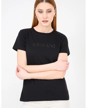 Tricou uni de bumbac cu decolteu la baza gatului, Negru