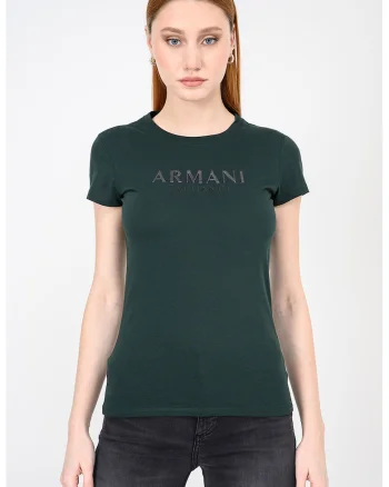 Tricou slim fit de bumbac cu imprimeu logo, Negru/Verde inchis