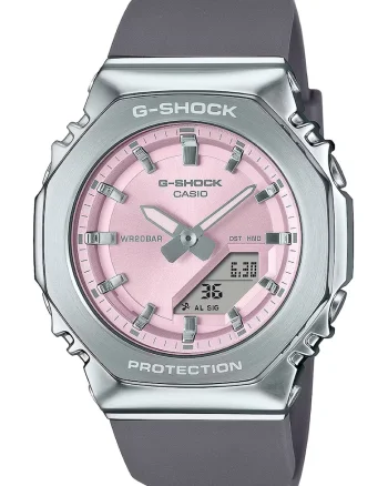 Ceas analog si digital cu o curea din silicon G-Shock, Argintiu/Gri inchis