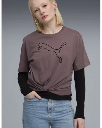 Tricou lejer cu imprimeu grafic frontal, Negru/Mov inchis