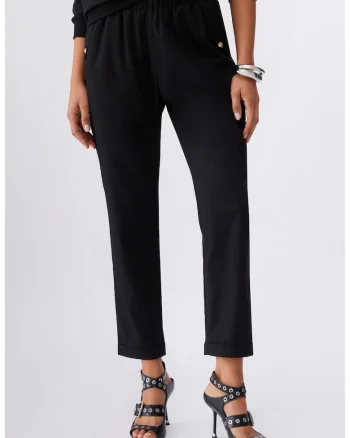 Pantaloni conici cu talie elastica, Negru