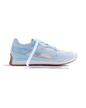 Pantofi sport de piele cu garnituri de plasa Roxas, Albastru pastel