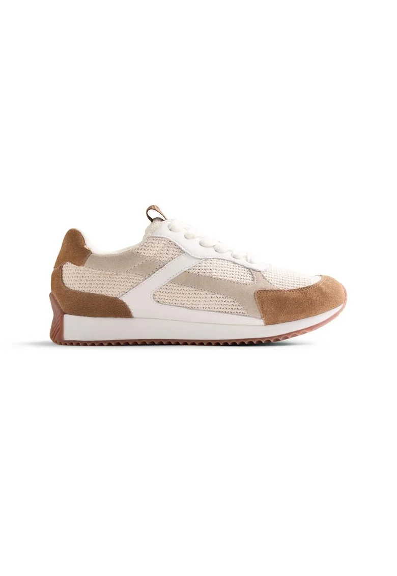Pantofi sport de piele intoarsa cu garnituri crosetate Busia, Bej