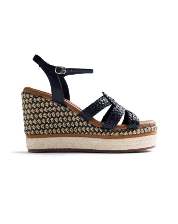 Sandale wedge cu aspect impletit Karatina, Negru