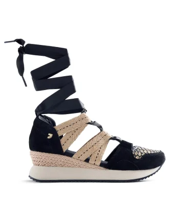 Pantofi sport wedge cu decupaje Kidika, Negru/Bej