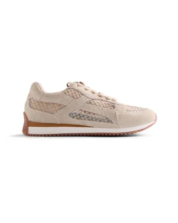 Pantofi sport de piele cu garnituri de plasa Roxas, Bej