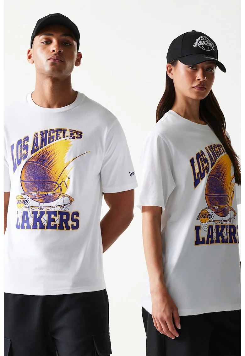 Tricou unisex NBA LA Lakers, Alb/Albastru indigo