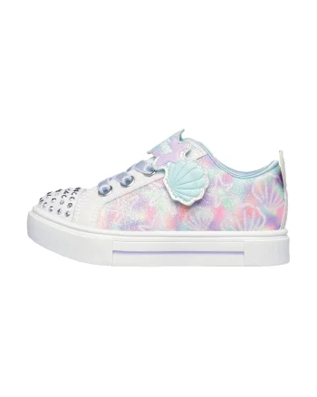 Pantofi sport de piele ecologica cu model grafic, Alb