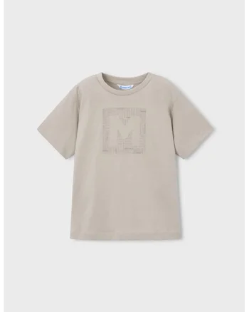 Tricou de bumbac cu imprimeu logo, Maro taupe deschis