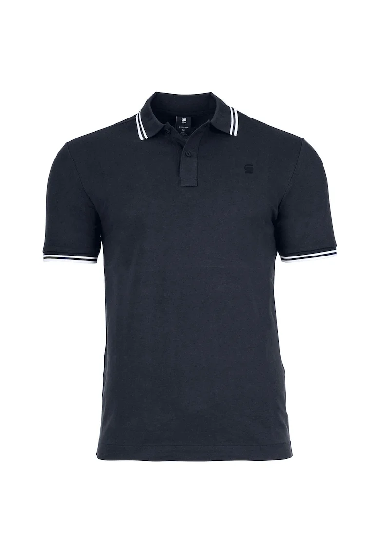 Tricou polo slim fit Dunda, Alb/Albastru ultramarin