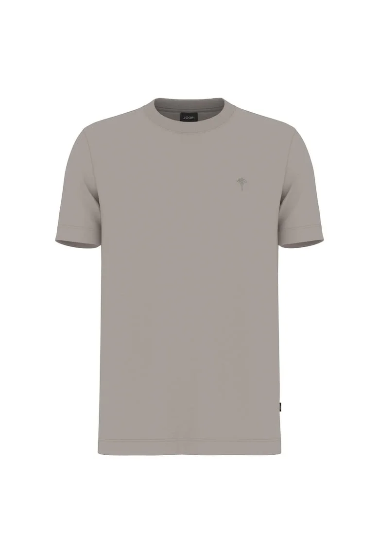 Tricou din bumbac organic cu decolteu la baza gatului, Maro