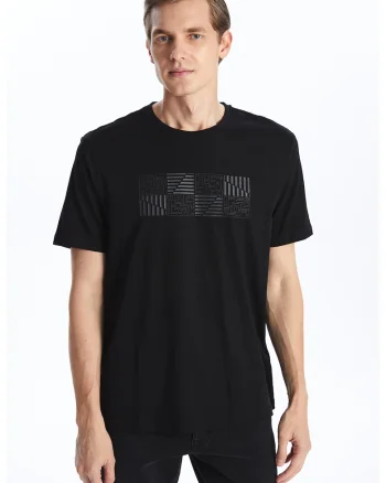 Tricou din bumbac cu imprimeu grafic, Negru