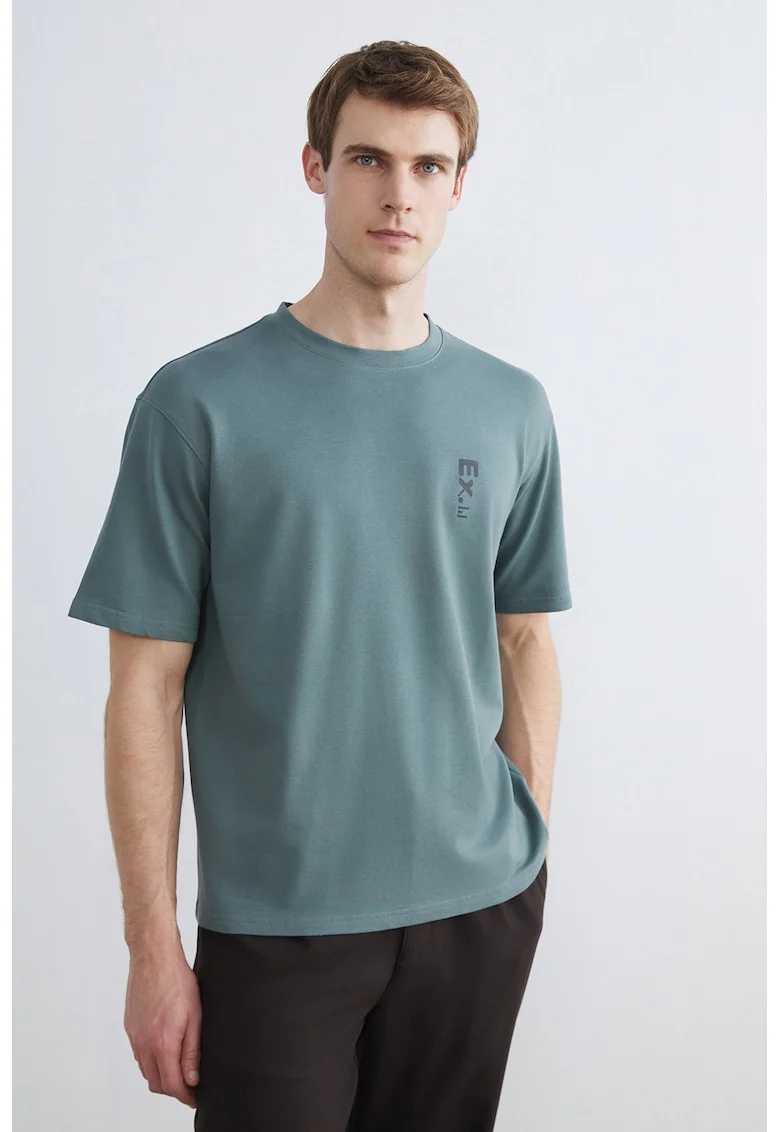 Tricou lejer cu decolteu la baza gatului, Gri verzui