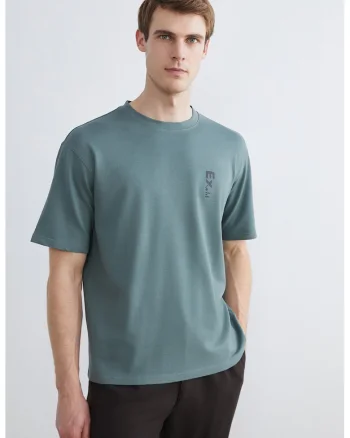 Tricou lejer cu decolteu la baza gatului, Gri verzui