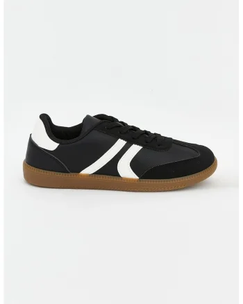 Pantofi sport de piele ecologica, Alb/Negru
