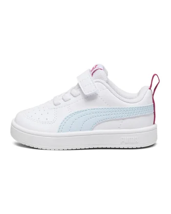 Pantofi sport unisex Rickie AC+ din piele ecologica cu inchidere velcro, Alb/Albastru pastel/Roz