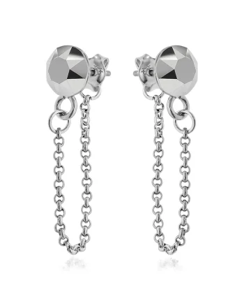 Cercei Argint 925 placat cu rodiu cu cristale Swarovski® Xirius Chain, Argintiu
