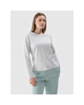 Tricou Dama Oversize Maneca Lunga  Gri Deschis, Bumbac, Casual & Sportstyle, XS-XXL