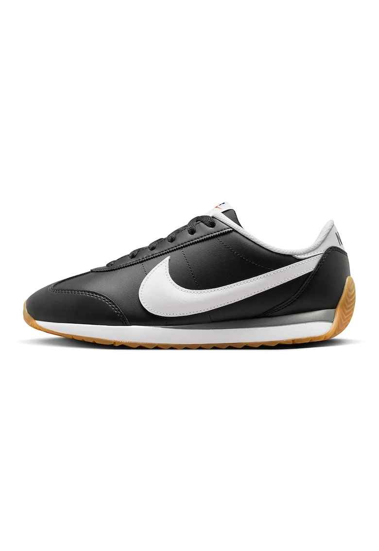 Pantofi sport Pacific din piele si piele ecologica cu logo lateral, Alb/Negru