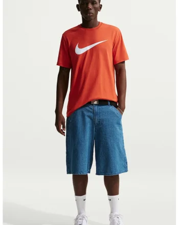 Tricou cu imprimeu logo Sportswear Swoosh, Alb/Portocaliu mandarina