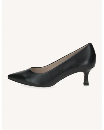 Pantofi din piele cu varf ascutit si toc kitten, Negru