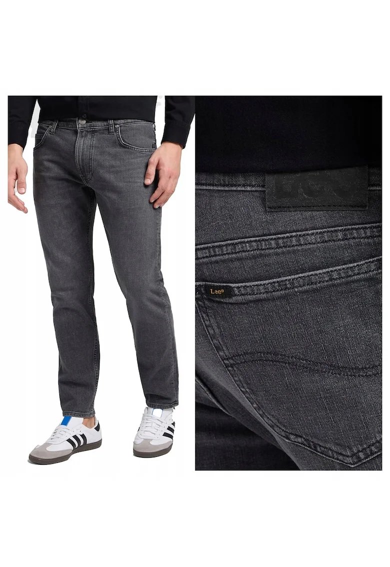 Blugi Barbati,  Rider, Slim Fit, Talie Medie, Fermoar, Lungi, 5 Buzunare,wqf Bumbac, Elastan, Gri, Gri