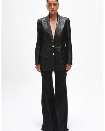 Sacou dama din piele croiala moderna, stil elegant, Negru