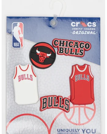 Talisman cu tematica Chicago Bulls Jibbitz™, Rosu/Alb/Negru