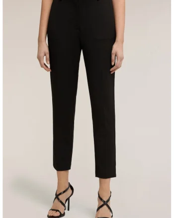 Pantaloni crop cu talie inalta, Negru