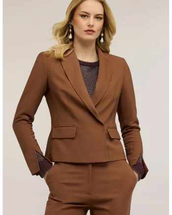 Sacou crop cu nasturi, Caramel
