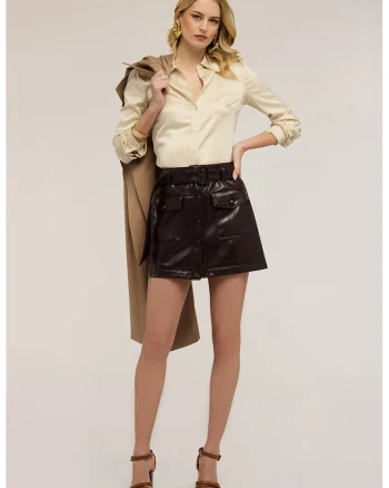 Camasa uni cu aspect de satin, Bej deschis