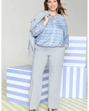 Bluza cu decupaj in V si model, Albastru glaciar