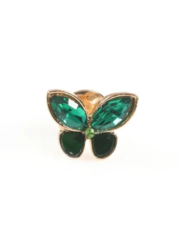 Brosa martisor fluture cu pietre verde smarald