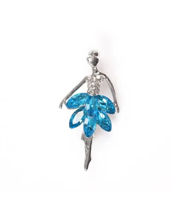 Brosa martisor balerina cu pietre bleu