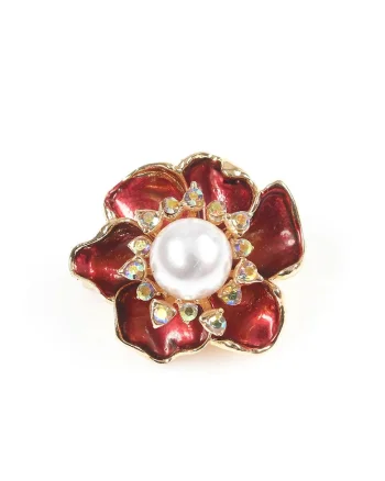 Brosa martisor floare visinie cu perla alba