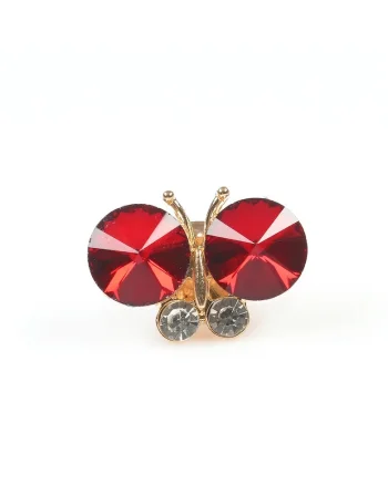 Brosa martisor fluture cu pietre rosii