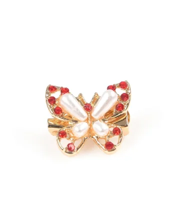 Brosa martisor fluture delicat cu pietre rosii