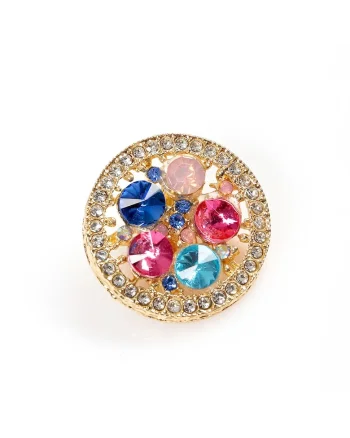 Brosa martisor rotund cu pietre multicolore