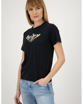 Tricou cu logo, Negru