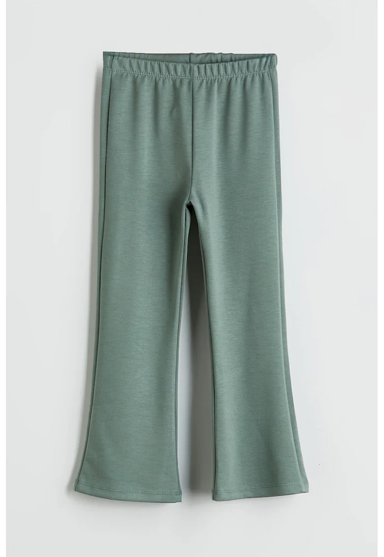 Pantaloni evazati cu talie elatsica, Verde aquamarin