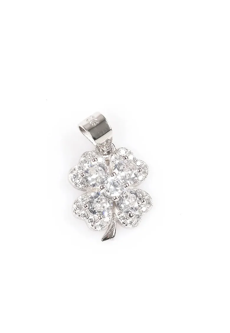 Pandantiv din argint trifoi cu pietre zirconice