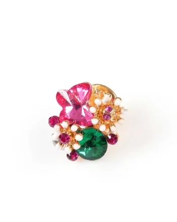 Brosa martisor fluture roz cu flori