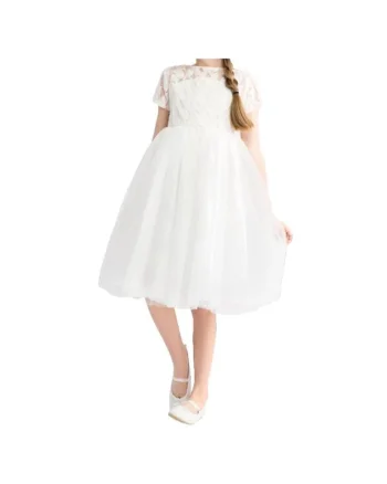 Rochie Elegantă pentru Fetițe Heart - Dantelă Delicată, Decupaj Unic în Formă de Inimă