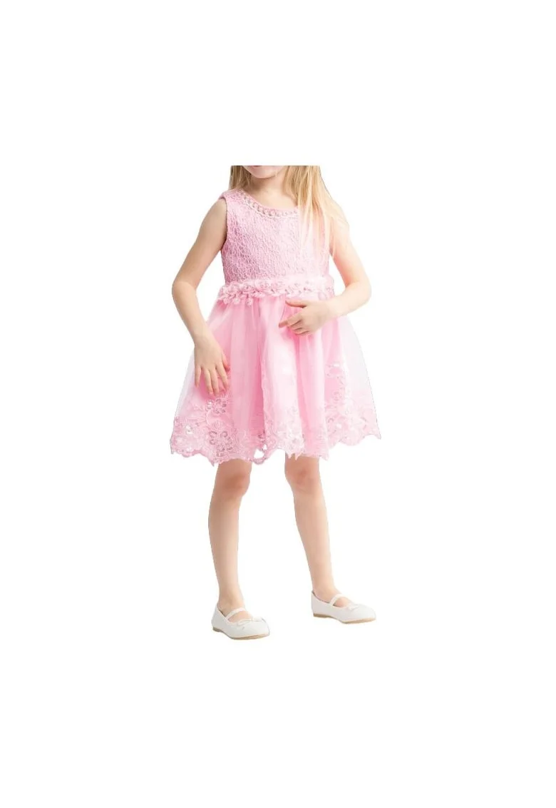 Rochie pentru fete,  dantela, fara maneci, roz