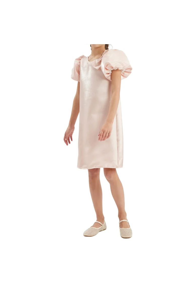Rochie Fetiță Eleganță Premium Rita Roz Pudrat cu Mâneci Bufante – Perfectă pentru Ceremonii